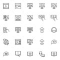 E-learning line icons set