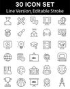 E-learning line icons set, online education elements, Outline icons collection. Simple vector illustration. Royalty Free Stock Photo