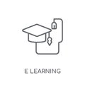 E learning linear icon. Modern outline E learning logo concept o