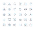 E-learning linear icons set. Digital, Accessible, Interactive, Innovative, Adaptive, Engaging, Convenient line vector Royalty Free Stock Photo