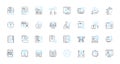 E-learning linear icons set. Digital, Accessible, Interactive, Innovative, Adaptive, Engaging, Convenient line vector Royalty Free Stock Photo