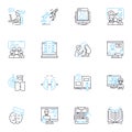 E-learning linear icons set. Digital, Accessible, Interactive, Innovative, Adaptive, Engaging, Convenient line vector Royalty Free Stock Photo