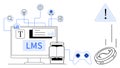 E-learning Management System With Interactive Tools and Gamification Icons Royalty Free Stock Photo