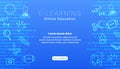 E-learning online education blue background