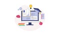 E-learning, online education at home. Modern vector illustration concepts for website and mobile website development