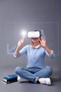 E-learning and online education and webinar. Coaching, lesson and courses. E-library: Girl and VR glasses
