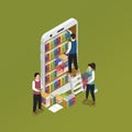 E-Learning Smartphone Isometric Composition
