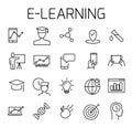 E-learning related vector icon set. Royalty Free Stock Photo