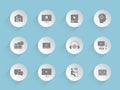 e-learning vector icons on round puffy paper circles Royalty Free Stock Photo