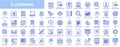 E-learning web icons set in blue line design. Pack of university, online education, knowledge, global, audio book, video lesson, Royalty Free Stock Photo