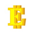 E letter bitcoin font. Cryptocurrency alphabet. Lettering virtual money. Vector illustration