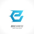 E Letter form Swift Blue Box logo