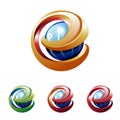 E Letter Initial Abstract Shiny Ball Tech Logo