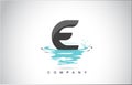 E Letter Logo Design with Water Splash Ripples Drops Reflection Royalty Free Stock Photo