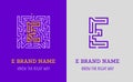 E letter logo maze. Creative logo for corporate identity of company: letter E. The logo symbolizes labyrinth, choice of right path