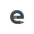 E Letter Pencil Logo