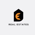 E letter real estates logo. House vector logo