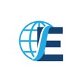E letter symbol with blobe symbol icon Royalty Free Stock Photo