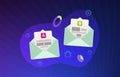 E-mail AB split testing illustration concept - two promotional mails with a different web development UI interface Royalty Free Stock Photo