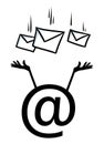 E-mail catches letters post correspondence cartoon illustration