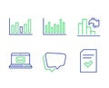 E-mail, Column chart and Speech bubble icons set. Bar diagram, Decreasing graph and Checked file signs. Vector Royalty Free Stock Photo