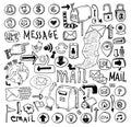 E-mail doodle set. Hand-drawn vector illustration