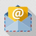 E-mail icon in flat style on transparent background Royalty Free Stock Photo