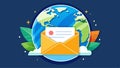 E-mail icon with Globe. Contact Us. Vector illustration Royalty Free Stock Photo