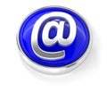 E-mail icon on glossy blue round button Royalty Free Stock Photo