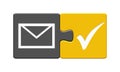 E-Mail icon on green grey puzzle button Royalty Free Stock Photo