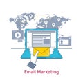 E-mail marketing, Mailing, News Letter Advertising.Flat line icon concept of Web page