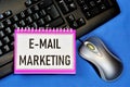 E-mail marketing - managing a business using information and electronic technologies, making a profit from sales and services Royalty Free Stock Photo