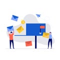 E-mail marketing vector illustration concept with characters. People standing near postbox and sending mails. Modern flat style Royalty Free Stock Photo