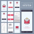 E-Mail Mobile App UI, UX and GUI template layout. Royalty Free Stock Photo