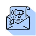 E-mail newsletter flat line icon. Copywriting, illustration of selling text for mail