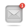 E mail notification one new email message in the inbox button concept