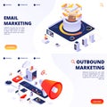 E-mail, outbound, internet marketing vector landing pages templates