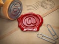 E-mail sign sealing wax stamp. Internet communication concept. Royalty Free Stock Photo