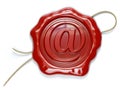 E-mail sign sealing wax stamp isolated on white background.