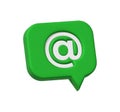 E-mail symbol button Speech bubble. 3d Realistic At Sign Icon illustration. Online communication, messaging and mailing concept. Royalty Free Stock Photo