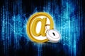 Email Symbol with padlock in digital background. 3d renbder Royalty Free Stock Photo