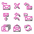 E-mail web icons, pink contour series Royalty Free Stock Photo