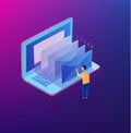 E-mailing notification isometric concept. Isometric modern mail. Email marketing on the laptop screen. Vector illustration eps10 Royalty Free Stock Photo