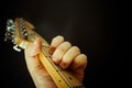 E major chord played on fender Stratocaster guitar Royalty Free Stock Photo