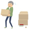 Illustration of an elderly man carrying luggage. Royalty Free Stock Photo