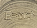 E mc2 write on the sand