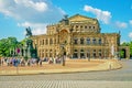 Tourists at the Theater Square in Dresden, Germany.