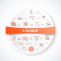 E-payment electronic concept with icon concept with round or circle shape for badge