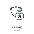 E-privacy outline vector icon. Thin line black e-privacy icon, flat vector simple element illustration from editable general Royalty Free Stock Photo