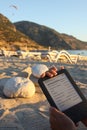 E-Reader on Beach